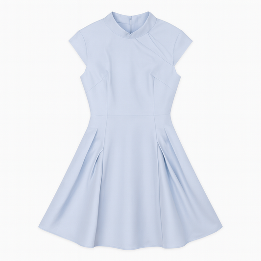[187]MM Spring New Chinese Style National Fashion Modified Qipao High-end Exquisite Elegant Grand Petite Blue Sleeveless Dress