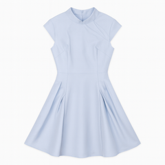 [187]MM Spring New Chinese Style National Fashion Modified Qipao High-end Exquisite Elegant Grand Petite Blue Sleeveless Dress