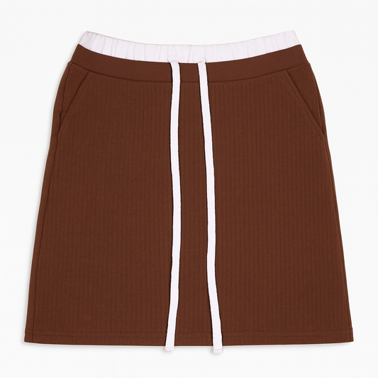 [845]MM  Women's Spring and Autumn High-Waisted A-Line Short Skirt, Sporty Style, Body-Hugging, Pair with Hoodie, Tennis Skirt, Maillard Brown