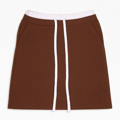 [845]MM  Women's Spring and Autumn High-Waisted A-Line Short Skirt, Sporty Style, Body-Hugging, Pair with Hoodie, Tennis Skirt, Maillard Brown