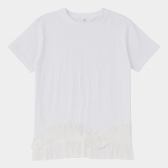[796]MM  Pang Mimi Women's 200-Pound Large Size Unique French Style Lace Trim Short-Sleeve T-Shirt, Loose Top for Spring and Summer