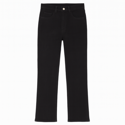 [817]MM Black Slim Micro-Flared Jeans for Women 2025 New Spring & Fall Elastic High-Waisted Large Size Slimming Look Fat mm Pants