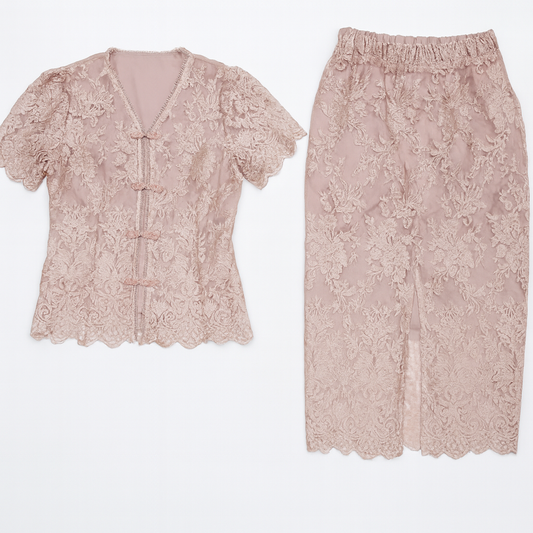 [754]MM 2025 Summer New Chinese Style Retro Dress Set - Fashionable and Elegant Short-Sleeve Top + Printed Loose Skirt
