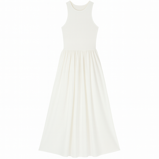 [219]MM  Women's Summer French Sexy Sleeveless Waist-Tailored Hepburn Style Strapless Long Dress
