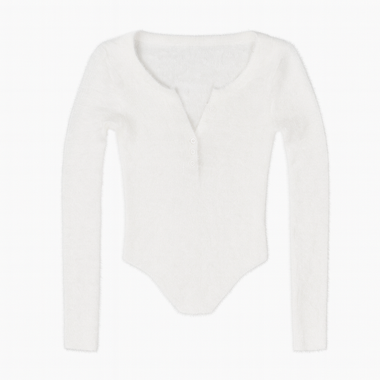 [073]MM  ¡¾Promotional Price¡¿Women's Pure White V-Neck Knitted Mink Fur Base Layer Sweater for Autumn and Winter, High-End Slim-Fit Inner Wear Short-Length Top