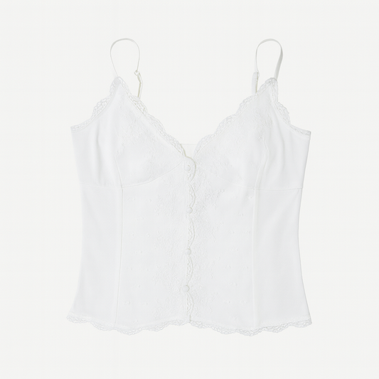 [389]MM  Pang You Women's Summer 2024 New Style Open Cardigan with Lace Trim and Buttoned Strapless Top