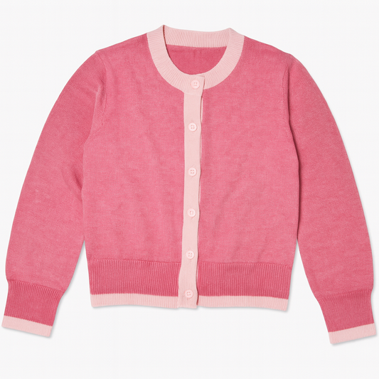 [051]MM  Spring Korean design pink false two-piece knit cardigan women's spring and autumn high-end sweater jacket chic top