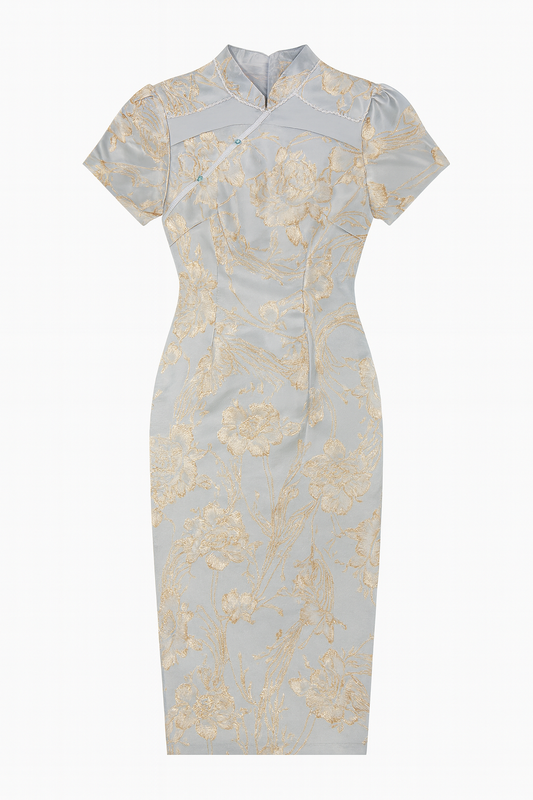 [962]MM  Stylish Traditional Chinese Style Modified Cheongsam Dress for Unisex, Summer 2024 New Collection, High-end Vintage Short-sleeve Stand-up Collar Dress