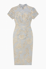 [962]MM  Stylish Traditional Chinese Style Modified Cheongsam Dress for Unisex, Summer 2024 New Collection, High-end Vintage Short-sleeve Stand-up Collar Dress