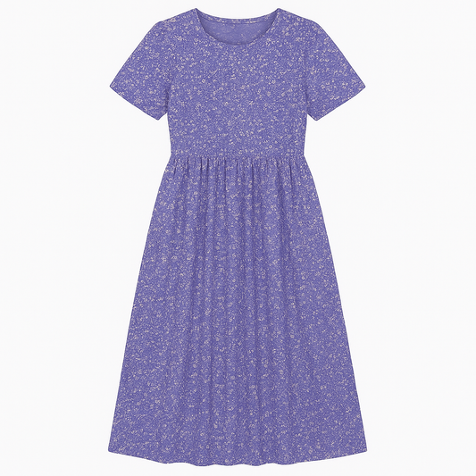 [218]MM  French Vintage Floral Print Chiffon Summer Plus Size High-End Straps Loose Tummy Control Tea-Length Dress