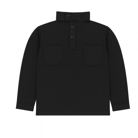 [913]MM  Korean Chic Niche Workwear Shirt, Boyfriend Fit, Stand-Up Collar, Slanted Button Design, Loose Long Sleeves, Multiple Pockets, Turtleneck Shirt for Men and Women