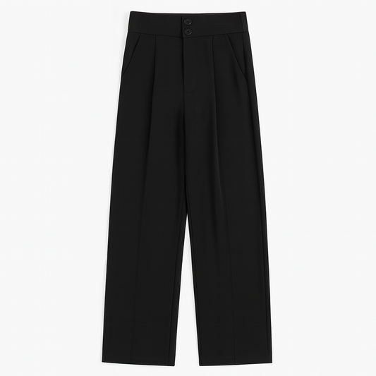 [509]GM   Women's black wide-leg summer high-waisted drapey versatile slimming floor-length straight-leg pants for pear-shaped body suit pants