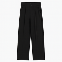 [509]GM   Women's black wide-leg summer high-waisted drapey versatile slimming floor-length straight-leg pants for pear-shaped body suit pants