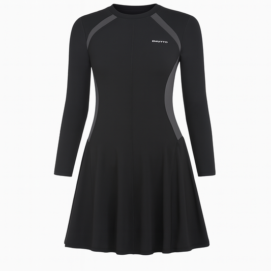 [229]GM    2025 New Long-sleeve Women's One-Piece Swimsuit Slimming Tummy Control Modest Sun Protection for Students Training Sports Hot Spring