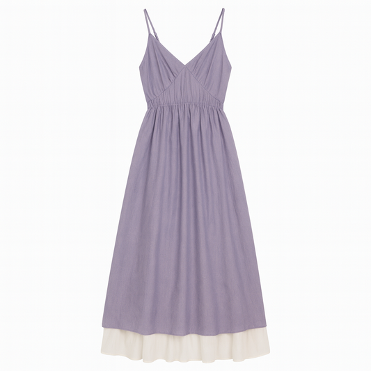 [780]MM  High-end French Purple Strapless Dress Unisex Summer 2025 New Collection Beach Vacation Tailored Waist Elegant Long Dress