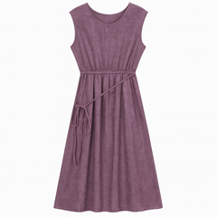 [343]MM  Eyang Design [Weiyan] New Chinese Style Shoulder-cut Deep V-neck Women's Elegant Purple Designer Tailored Waist Long Dress