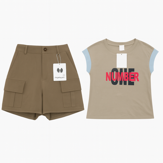 [178]GM   Summer New Arrival Trendy Kikyo Style Korean Soft Short-Sleeve Top and Shorts Set with Unique Design