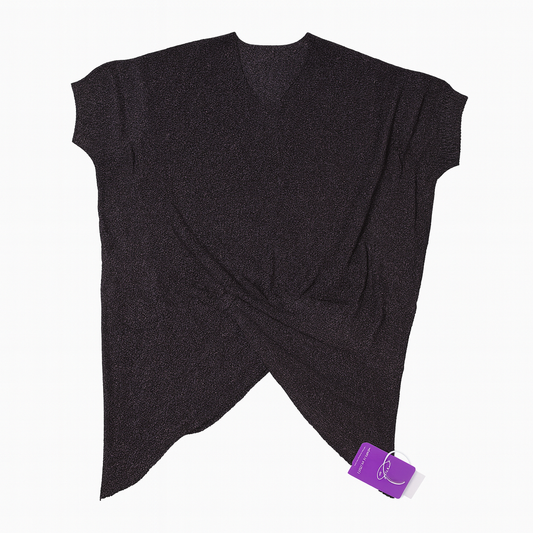 [854]GM   Plus Size Women's Asymmetrical Designer-Style Mid-Length Lightweight Summer Short Sleeve Knit Top - Fashionable Slimming