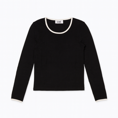 [226]GM   NAMI Custom Color-Blocked Round Neck Long Sleeve T-Shirt Women's 2024 Autumn New Arrival Slimming Base Layer Top Layering Piece