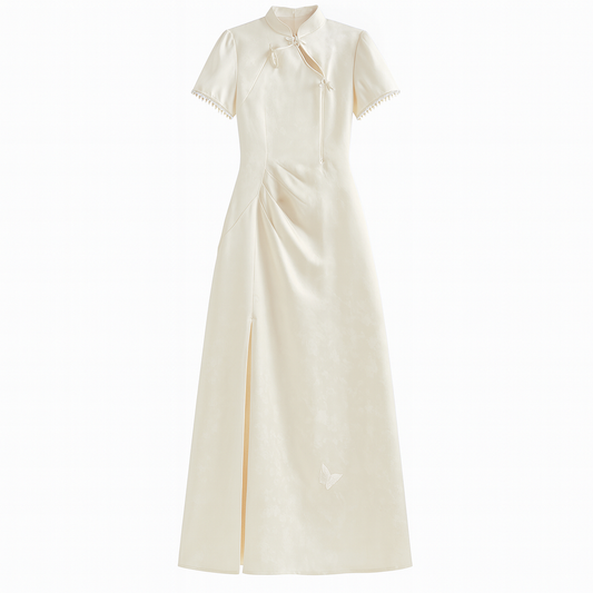 [871]GM    2025 New Collection Summer High-End New Traditional Chinese Couple's Outfit - French Vintage National Style Qipao Dress Set