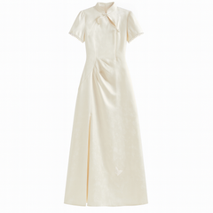 [871]GM    2025 New Collection Summer High-End New Traditional Chinese Couple's Outfit - French Vintage National Style Qipao Dress Set