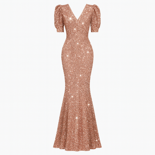 [678]MM  Women's 2024 Summer New Arrival Elegant Banquet Pink Sequin Mermaid Dress for Socialite Annual Event Host