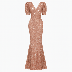 [678]MM  Women's 2024 Summer New Arrival Elegant Banquet Pink Sequin Mermaid Dress for Socialite Annual Event Host