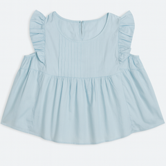 [510]MM  Guangzhou Thirteen Rows Best-selling Women's Clothing Bargain Hunt ~ Ruffled Cap Sleeves Pleated Shirt for Women Summer Designer Unique