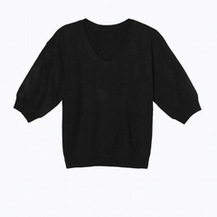 [452]MM  Women's Ready-to-Wear Spring/Autumn Wool Short Sleeve Korean Style Three-Quarter Sleeve V-Neck Sweater Cashmere Knitted Base Layer Top