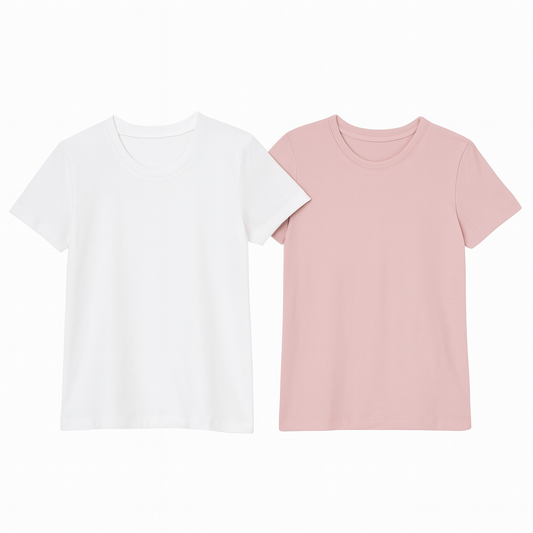 [976]MM  Women's Summer 100% Cotton Slim Fit Navy Blue Round Neck Short Sleeve T-Shirt, Simple and Versatile Inner Layer Base Top
