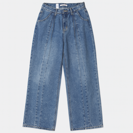 [642]MM  2025 Spring New Korean Style Retro Casual High-Waisted Slimming Loose-Fit Wide-Leg Jeans for Women