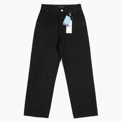 [633]MM  ACRARDIC Super Washed Black Pieced Pleated Jeans Men's Stylish Wide-Leg Pants