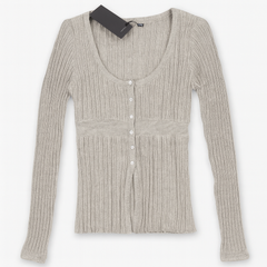 [125]MM  BrandyGirl New Large Round Neck Tailored Waist Bodycon Long Sleeve Knit Sweater Women's Designer Base Layer Cardigan