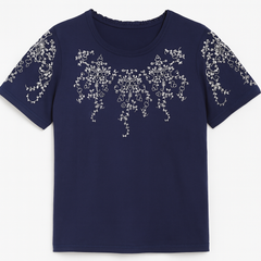 [879]GM  High-end foreign trade export brand cut label summer large size retro bohemian floral print women's short-sleeve top lantern T-shirt