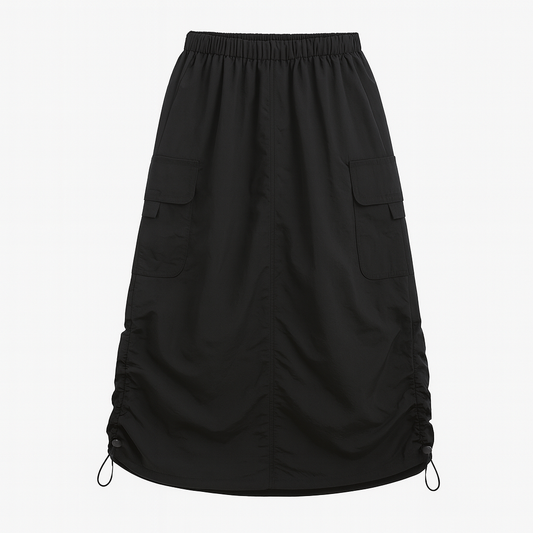 [207]MM  Plus-Size American Workwear Skirt for Curvy Girls - Loose, Slimming, Unique A-Line Mid-Length Summer Skirt