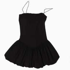 [814]GM   A BEAN Ballet Girl Style Slim-Fitting Waist-Tailored Hem Cloud-Patterned Puff Sleeve Strapless Dress Trendy Flower Bud Dress