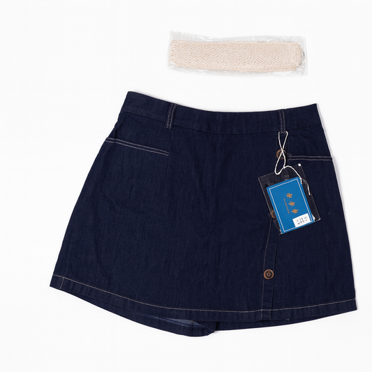 [553]GM  Plus Size Women's 2025 Summer New Arrival High Waist Denim Shorts Dress for Curvy Casual Hip Concealing A-Line Skirt Shorts Versatile