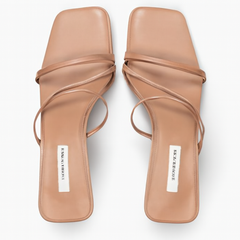 [524J]M 2025 Summer New Korean Thick Heel Slippers for Women Fashionable Sexy Single Strap Beach Roman Sandals Instagram Trendy