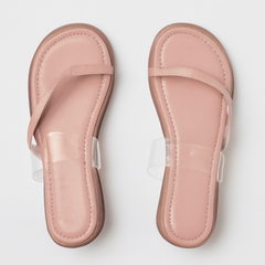 [523J]M Women's Summer Outdoor Transparent Wedge Heel Toe Post Sandals New Thick Sole French High Heel Beach Flip-Flops