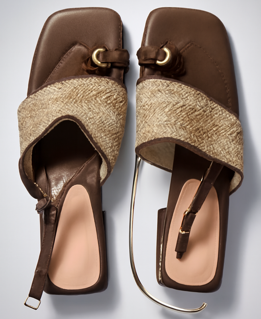 [544J]M Retro Woven Thick Sole Slippers for Women, 2025 Summer New Arrival Closed-Toe Thick Heel Slippers Perfect for Skirts