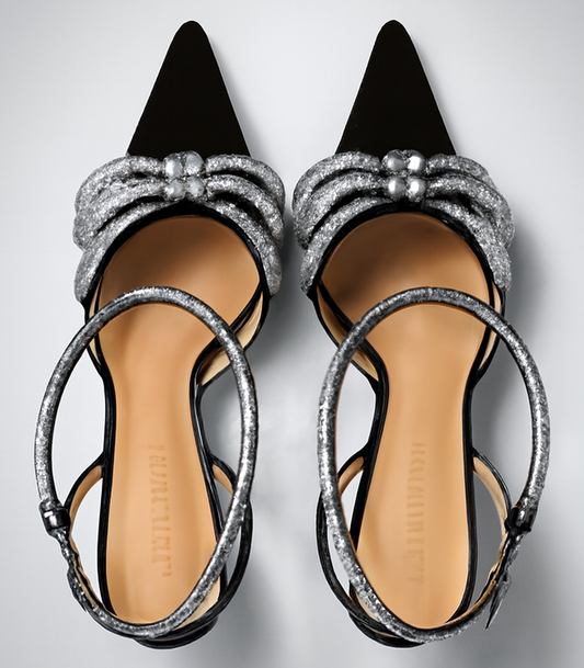 [600]MM High Version 25 New Mach Mach Pointed Toe Bow Rhinestone High Heel Closed Toe Silk Glitter Sexy Sandals