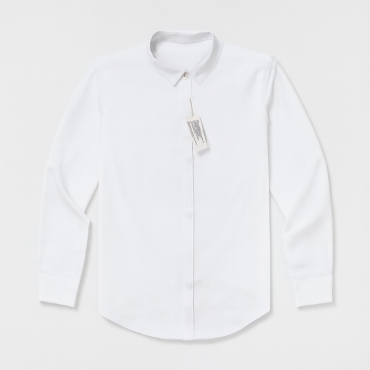 [418]GM  White Shirt Women's Long-Sleeved Elastic Anti-Wrinkle Bamboo Fiber Professional Formal Work Clothes Work Interview Concealed Button Shirt