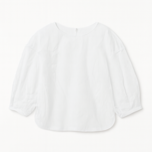 [998]GM Japanese Niche Premium Office Wear Round Neck Bloom Sleeve Shirt Muslin Cotton Women's Dress Yu Bao Bei