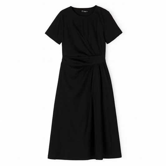 [729]GM 2025 Summer Designer Short-Sleeve Dress - Slimming Loose Fit with Defined Waist, Elegant & Trendy