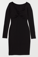 [452]GM  Black Asymmetrical Tailored V-Neck Dress Women's Autumn French Elegance Shoulder-Baring Long Sleeves Inner Layer Bodycon Skirt