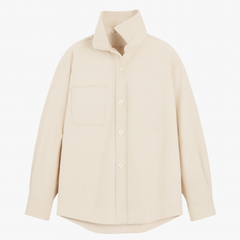 [317]MM Fall/Winter 2024 Women's Premium Fleece-Lined Layering Long Sleeve Collar Blouse with Straight Fit and Single Pocket