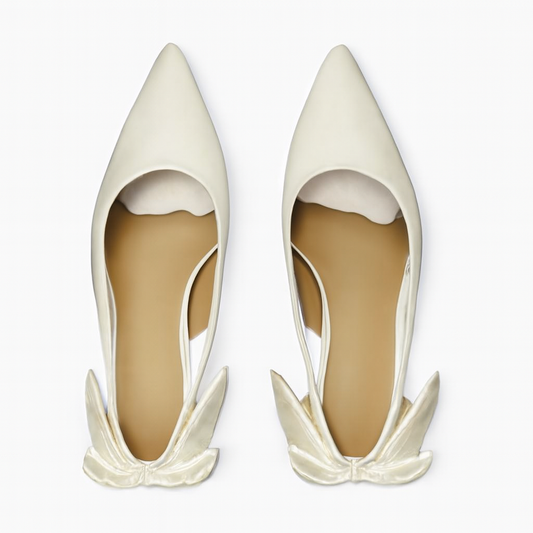 [888]NM White High Heels Women's Stiletto Pointed Toe Shoes 2025 New Wedding Shoes Bridal Shoes Bow Satin Bridesmaid Shoes
