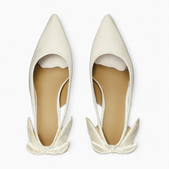 [888]NM White High Heels Women's Stiletto Pointed Toe Shoes 2025 New Wedding Shoes Bridal Shoes Bow Satin Bridesmaid Shoes