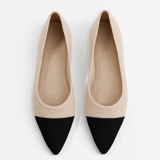 [037]NM Women's Pointed Toe Slip-On Flat Shoes with Soft Knit Uppers, Comfortable Maternity Pebble Shoes, Breathable Beijing Cloth Shoes