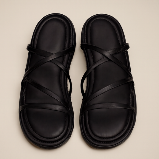 [665]NM Thick-Soled Platform Black Thin Strap Sandals for Women's Shoes for Outer Wear 2025 New Summer French Evening Style Roman Sandals